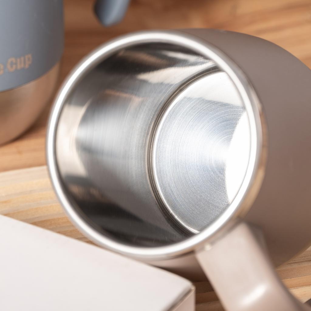 1Pcs Stainless Steel Mug with Rotating Lid 500ml (Blue/Khaki/Red) Stainless Steel Travel Cup with Lid, Shatterproof Mug with Handle, Stainless Steel