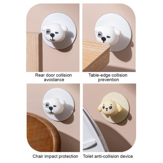 Cartoon Dog Door Handle Stopper, Self-Adhesive Door Knob Stop Wall Protector, Quiet Shock Absorbent Wall Bumper Anti-collision Pad