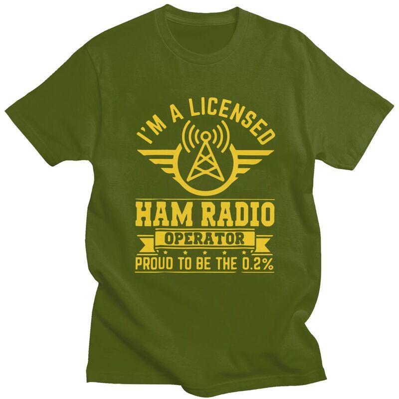 Custom Klassiek Gelicentieerde Ham Radio Operator T-shirts Heren Korte Mouw T-shirt Casual Tee Tops Puur Katoen Slim Fit T-shirt Merchandise