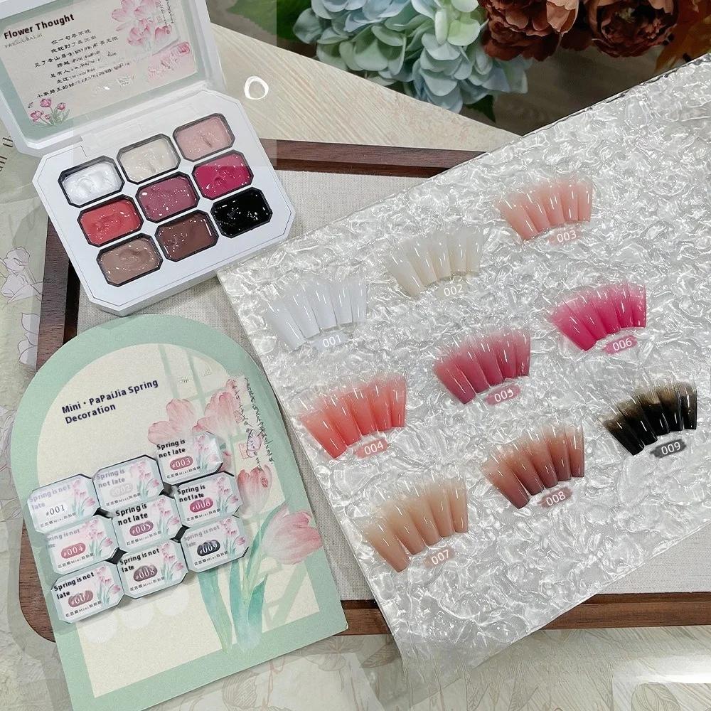 Serie di 9 colori Mini Stile Cinese di Colla Pat Pat Collezione Palette Ombretti Pittura Degradé Smalto per Unghie Glitter per Unghie