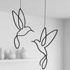 2PCS Black Hummingbird Silhouette Ornament Wall Mounted Bird Hanging Ornaments  for Living Room