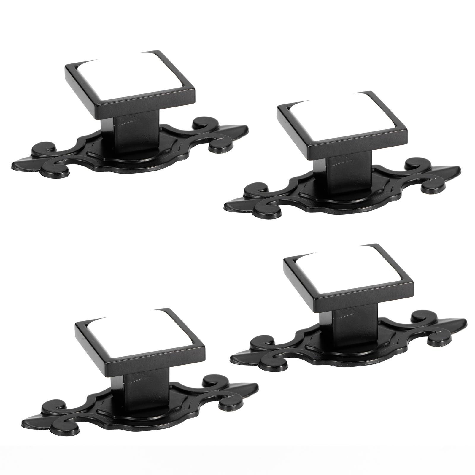

4 Sets Ceramic Zinc Alloy Handle Wardrobe Drawer Pulls Bright Chrome Furniture Hardware(336 Matte Black White )