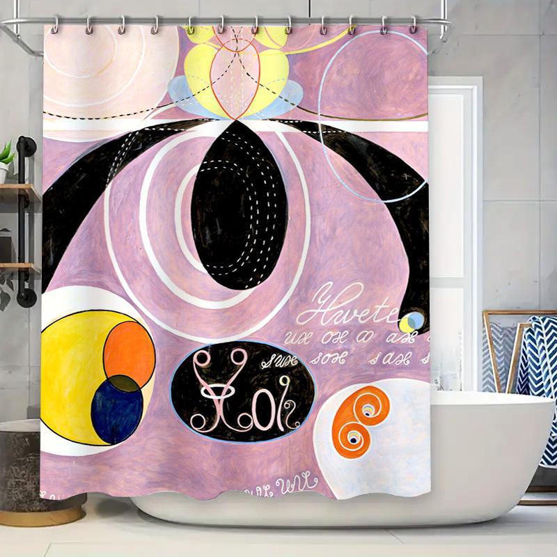 

Creative Bathroom Decor Shower Curtain Waterproof Fabric With Abstract Art Design For Home Decoration Modern Pink Black Yellow B W60H190(CM)-1 Pcs