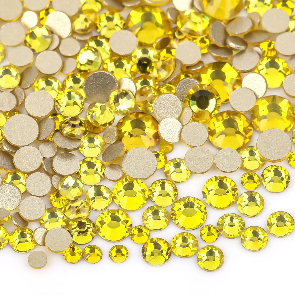 Weichen, Gold Bottom Mixed Glass Flat Bottom Diamond Nail Drill, Decorative Mobile Phone Case Diy Nail Accessories Rhinestone Jewelry