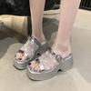 Fashion 2025 New Beach Fashion Water Proof Roman Sandals Women's Chunky Heels Fashion High Heeled Slippers Slope Heel Casual Sandals