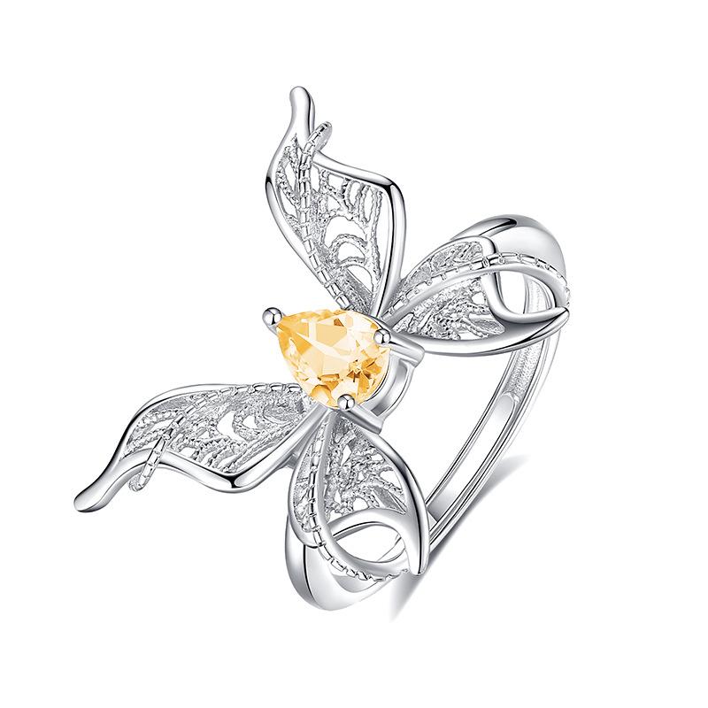 Natural Garnet 4x6mm Pear Ring 925 Sterling Silver Butterfly Style Fashion Crystal Stone Topaz Jewelry Women's Jewelry