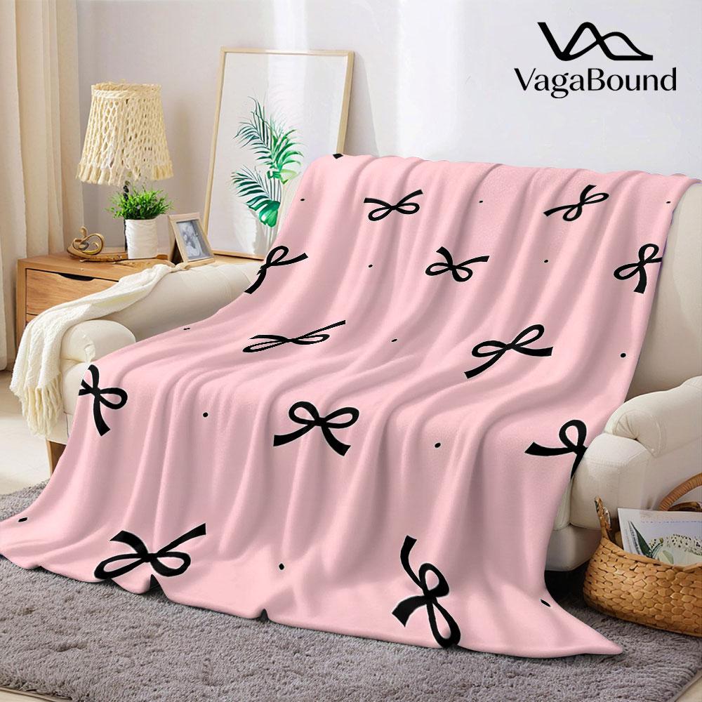 Bow Print Printed Blanket Suitable for Sofas Beds Offices Travel Camping Chairs Warm Plush Blanket
