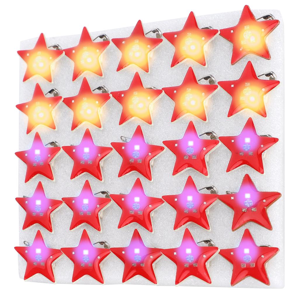 25 Stücke Fünfzackigen Stern Geformt LED Brosche Weihnachten Pin Abzeichen für Kinder Geschenk Party Favors