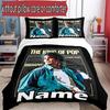 3pcs Duvet Cover Set (1*Duvet Cover + 2*Pillowcase, Without Core), Custom Name Michael Jackson Pattern Bedding Set, Home Bedroom Decor Gift