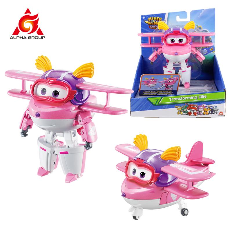 Super Wings 5 Inches Transforming Ellie Transforms from Airplane to Robot in 10 Steps Deformation Anime Action Figures Kid Toys