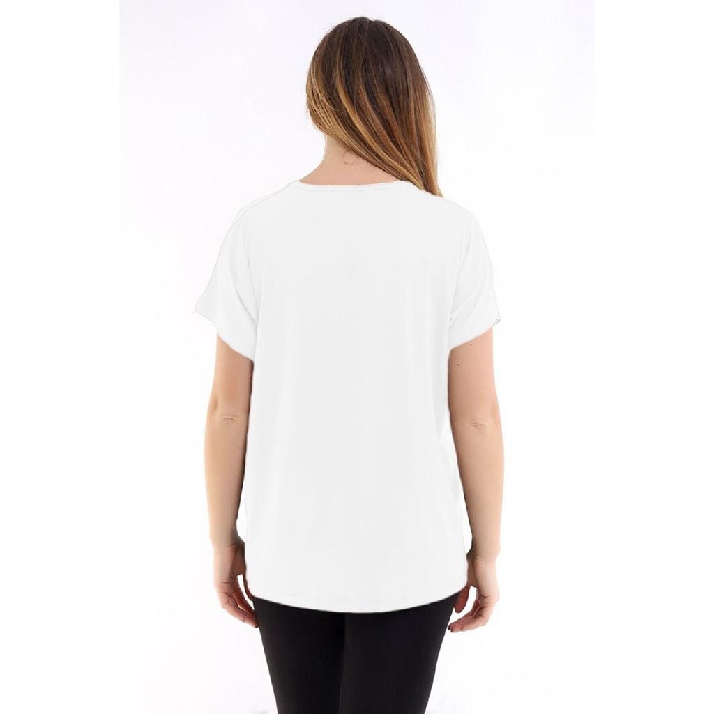 Damen Schwarzes Übergröße Basic T-Shirt mit V-Ausschnitt