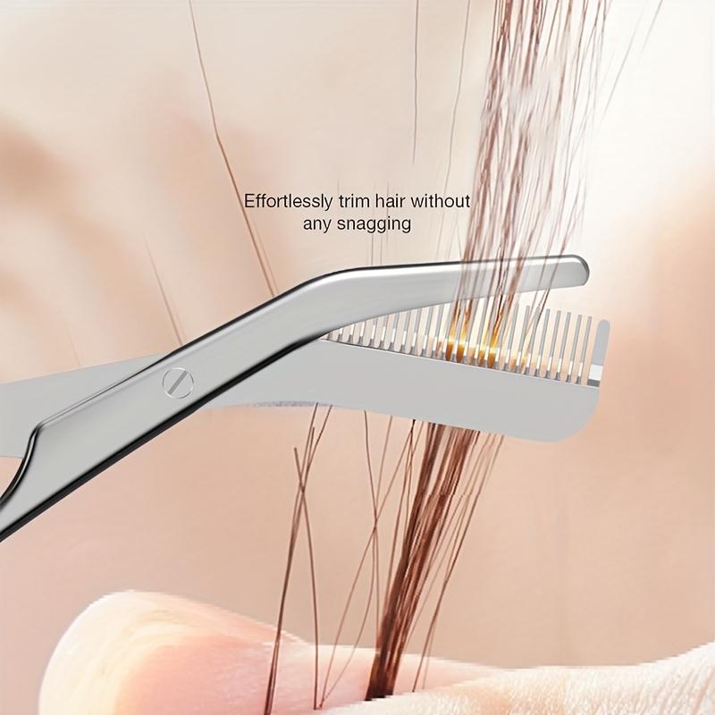 High-End Stainless Steel Built-in Eyebrow Scissors, High Hardness Sharp Blades, Ergonomic Design, Precision Grooming Tool for Fine Eyebrow Trimming, A