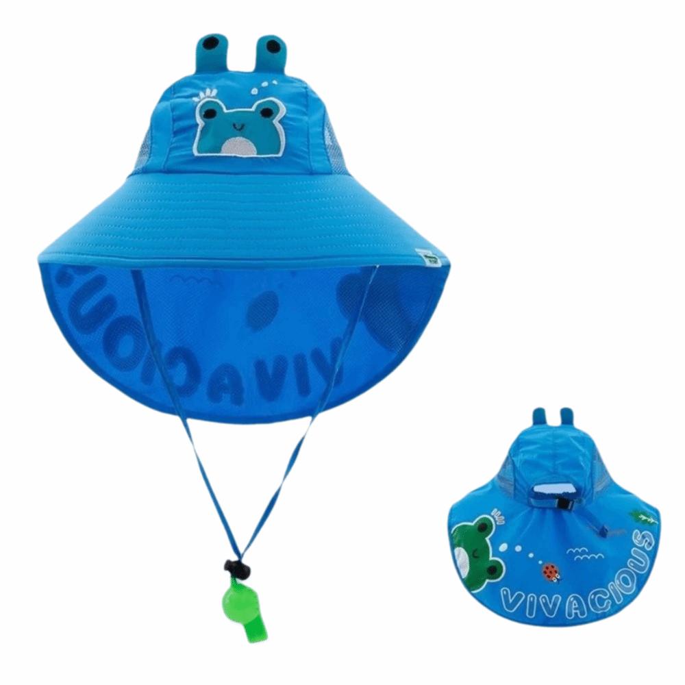 Breathable Mesh Kids Shawl Sun Hat UV Protection Boys Sunshade Shawl Cap Summer синий