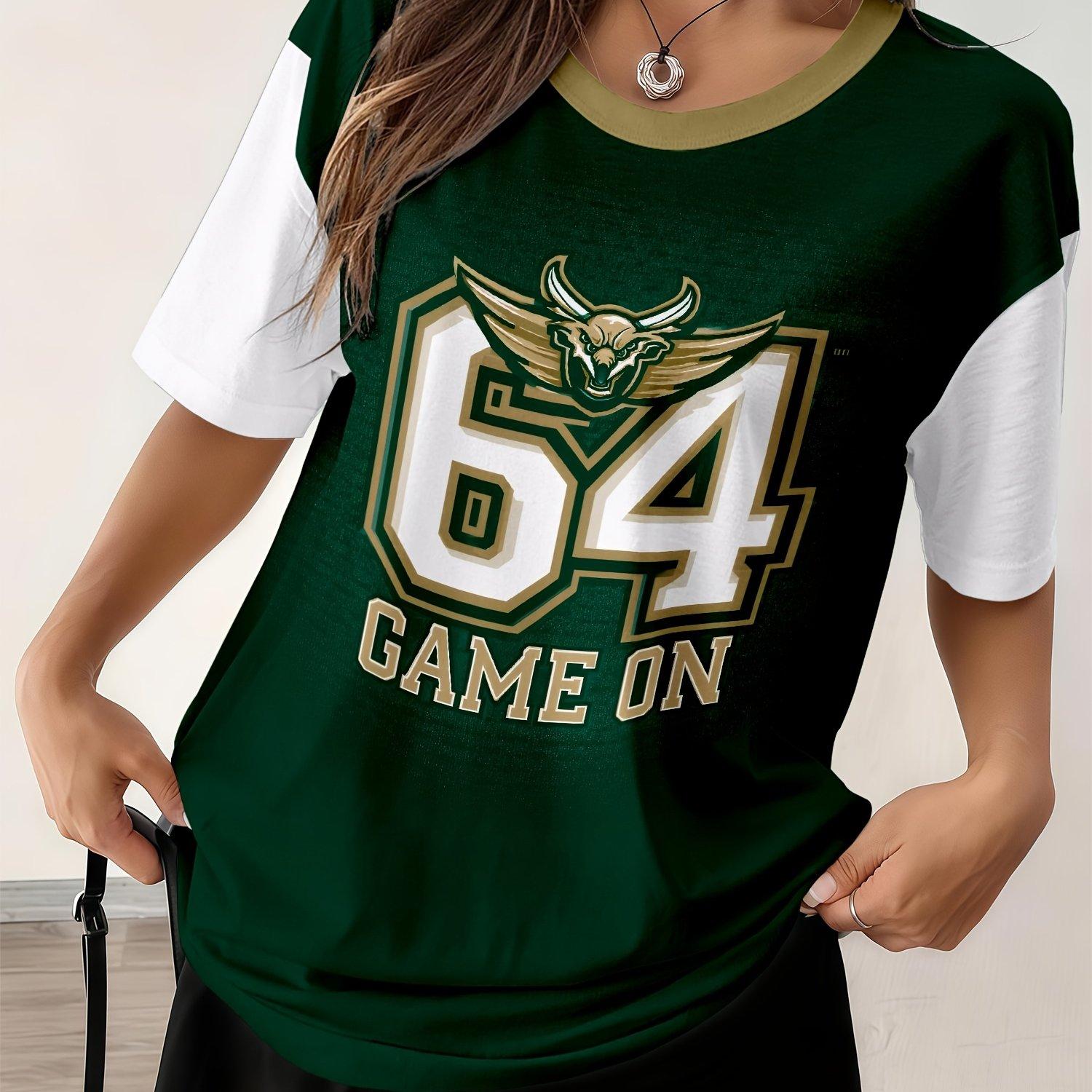 

Women s round neck T-shirt, summer all-print casual streetwear, light and breathable 5XL