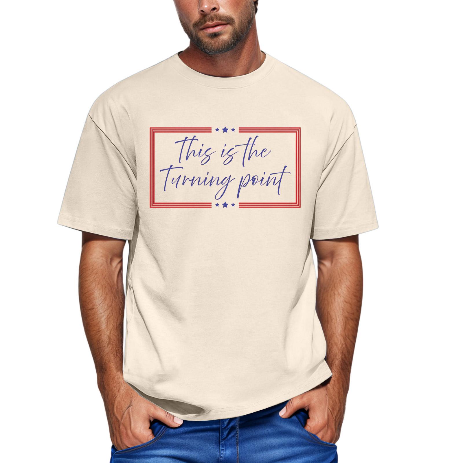 

Men S Fashionable T-Shirt, Street Casual Short Sleeved Clothing XXL бежевый