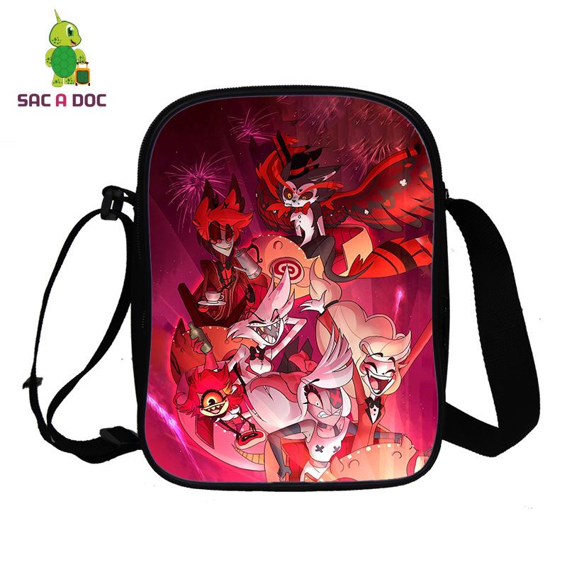 Hell Inn Animation Peripheral Crossbody Student School Bag 3D Full Color Printing Double Shoulder Bag
