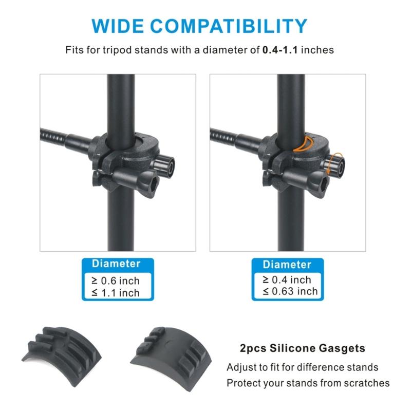 Secure Lock Phone Holder Phone Clip Mount Microphone Stand Phone Stand ABS and Metal Texture Perfect for Mobile Devices