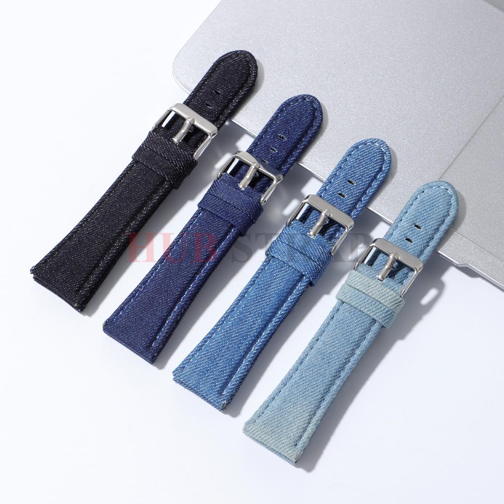 22mm 24mm Denim Pattern Nylon Fabric Watchband for Casio Vintage Universal Soft Watch Band for Seiko Men Women Watch Accessories