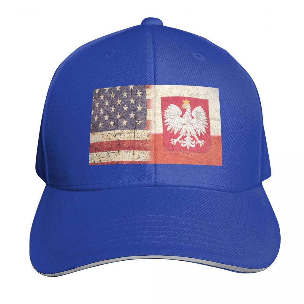 Flag of Poland and Flag of USA Polish Americans Gift Baseball Cap Hat Beach Rugby Luxury Brand hard hat Caps Unisex Womens