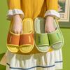 Unisex Linen Indoor Home Slippers Non Slip Soft Sole Breathable Quiet Slides