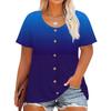 Plus Size Women's Fashion Casual Vintage Printed O-Neck Short Sleeve Button T-Shirt Top
