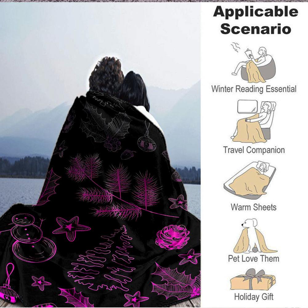 1pc Christmas Winter Print Blanket   Lightweight Flannel Throw Blanket For Sofa, Bed, Living Room, Office, Outdoor Travel, Camping