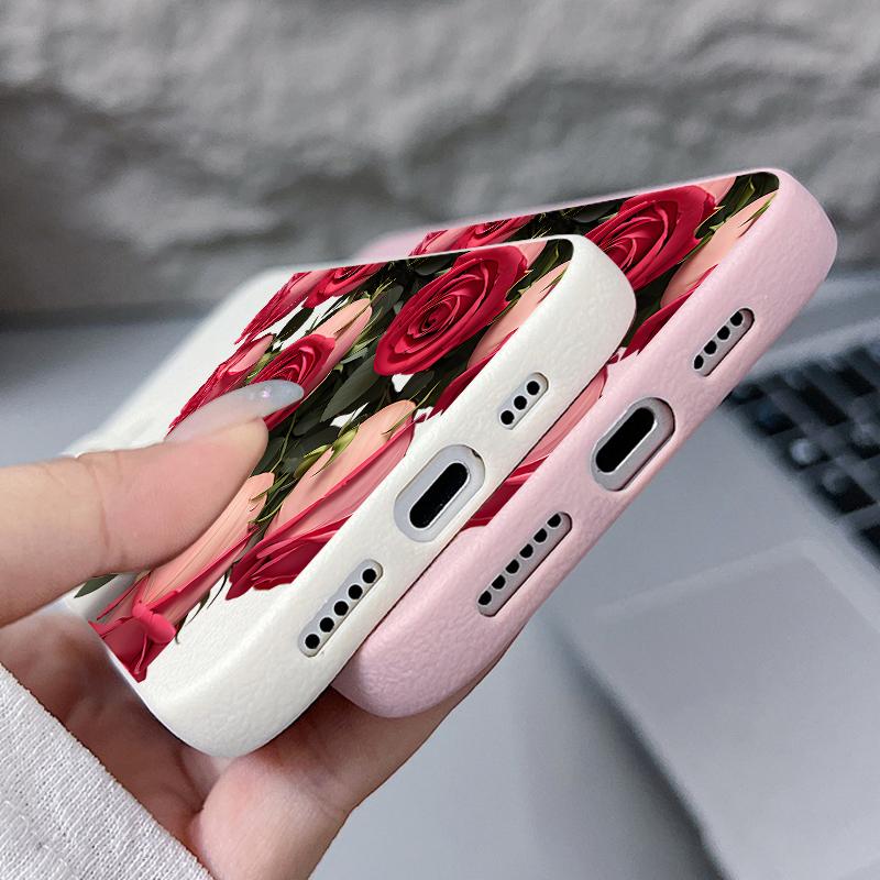 Luxury Rose Flower Phone Case For iPhone 17 Pro Max Funda iPhone 16 Pro Max 15 14 13 12 11 16e Air TPU Silicone Soft Cover Coque