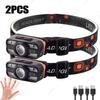 Rechargeable Sensor LED Headlamp Portable Lightweight Light Built-in Battery 6 Modes Fishing Head Torch Outdoor Camping Lantern