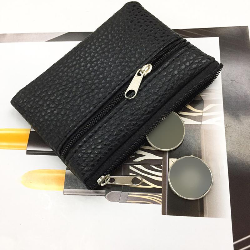 1pc Wallet Pouch Small Coin Purse New PU Leather Solid Color Storage Card Holder Korean Zipper