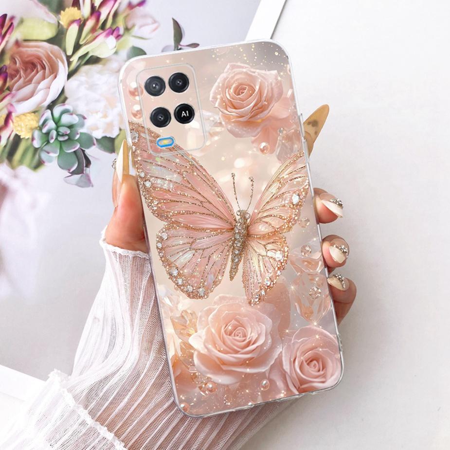 For Oppo A54 4G Case CPH2239 Luxury Butterfly Painted Cover Soft Silicone Phone Case For Oppo A54 5G A 54 s OppoA54s Fundas Bags