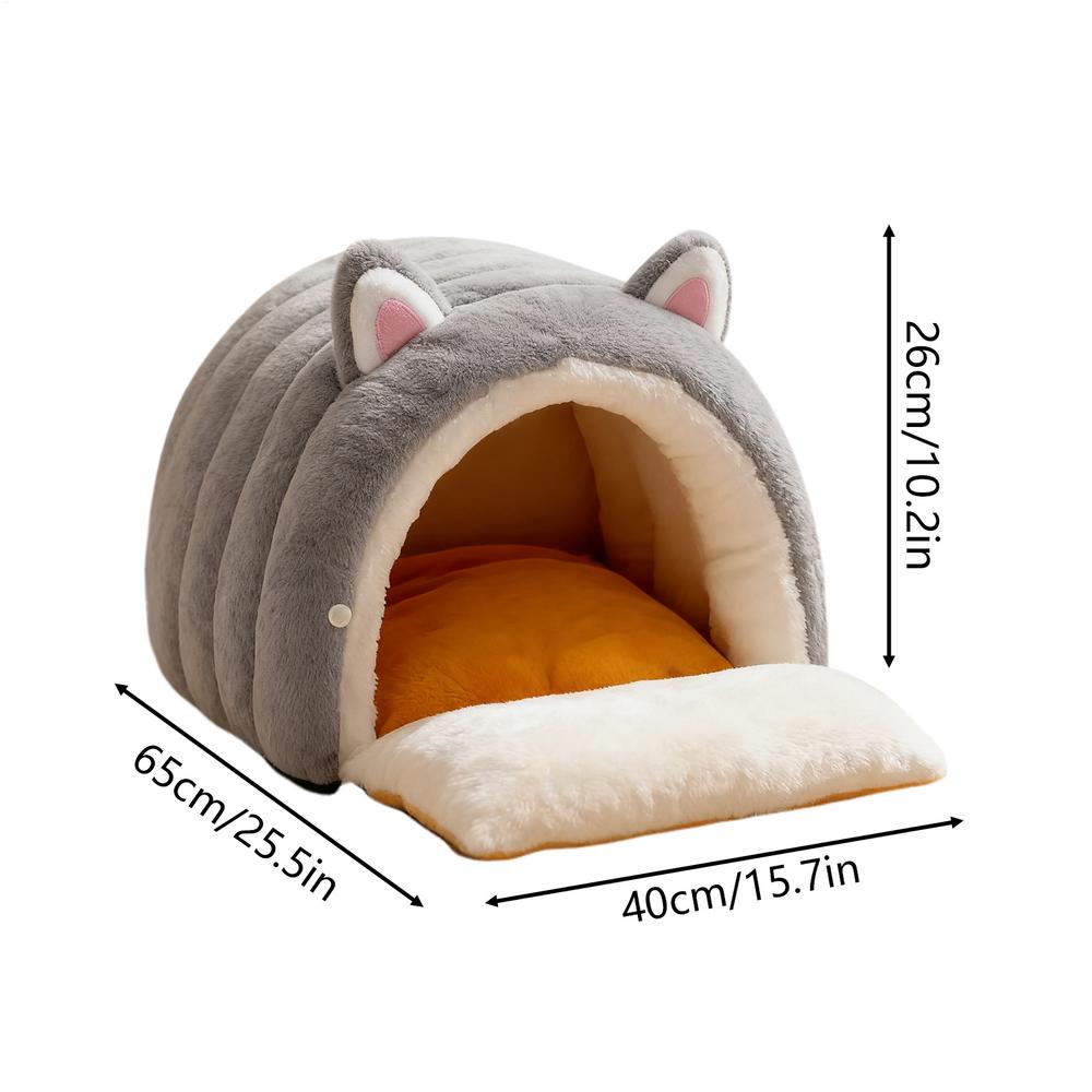 Kitten Bed Dome Shape Winter Pet Hideaway Foldable Pet Cat House For Animal Kittens Indoor Bedroom Balcony Apartment Home