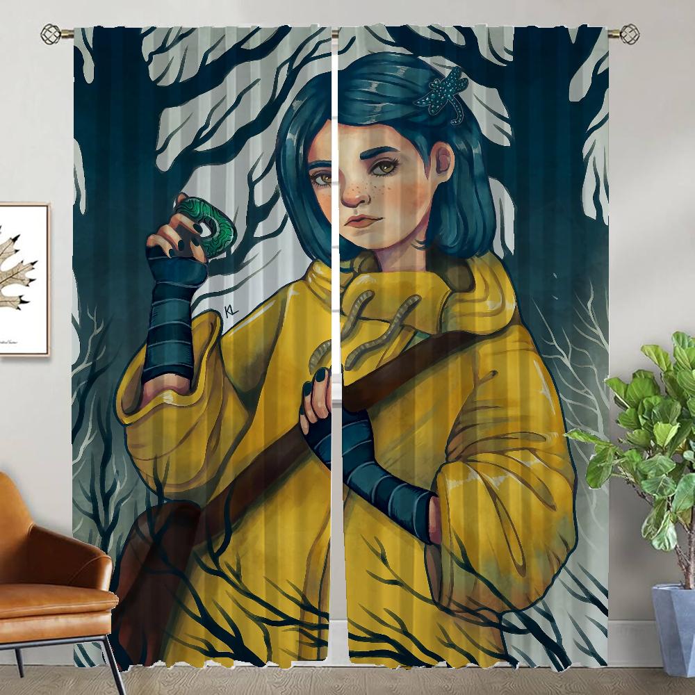 Modern Living Room Curtains for Camera Coraline Home Interior Curtains 2 Pieces Tulle for Bedroom Shades Partition Curtain Child