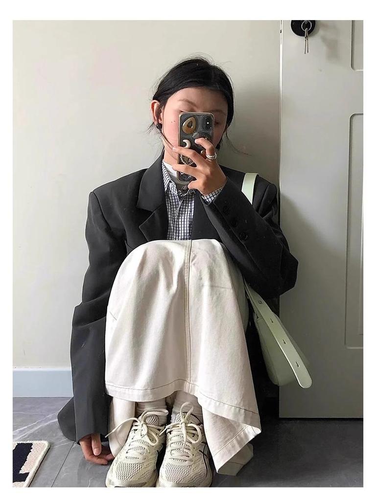 Women's High-End Grey Suit Jacket - Autumn 2025, Korean Style, Loose Casual Fit for Early Autumn