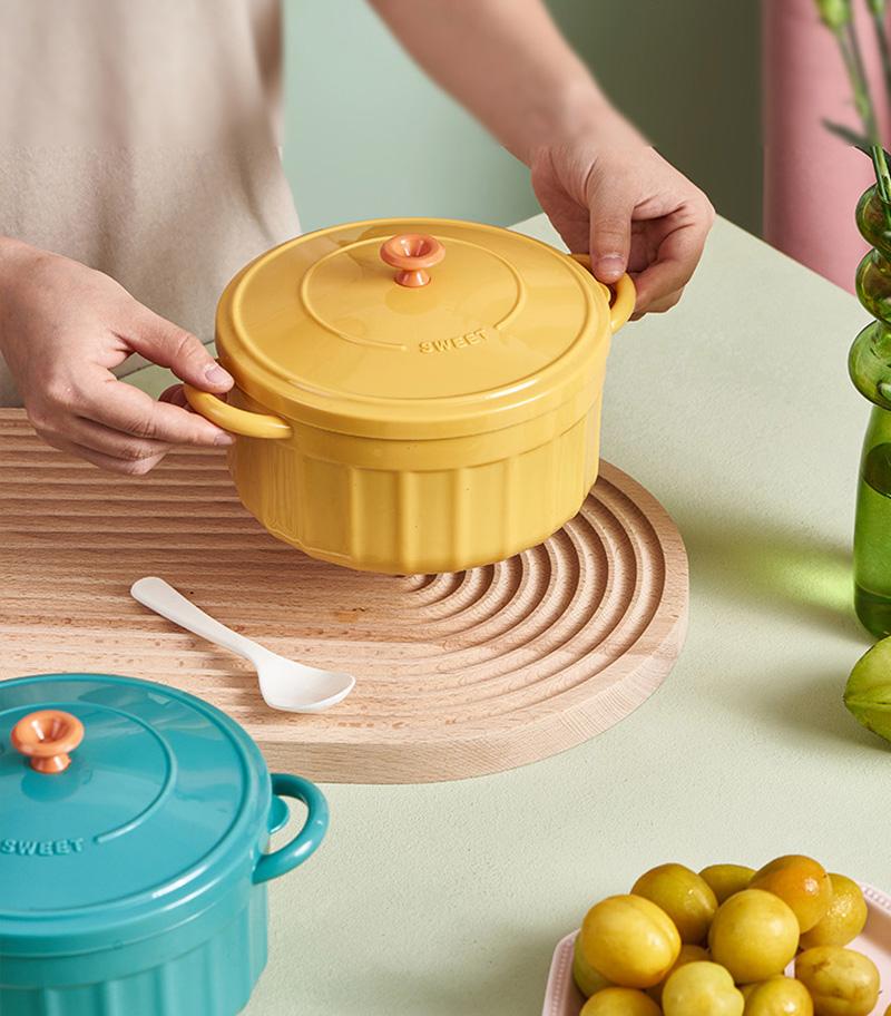 Nerezová miska s víčkem a lžičkou, dvojitá izolace, velkokapacitní miska na ramen polévku, nudle, ovocný salát, sada kuchyňských nástrojů