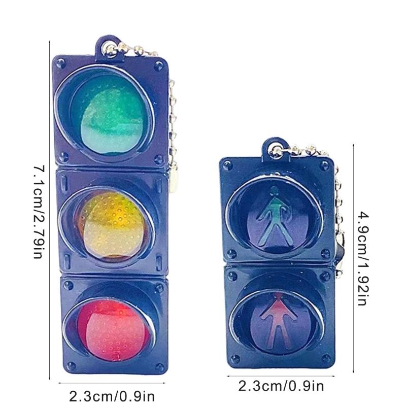 Small LED Traffic Light Keychain Pendant Realistic Signal Light Key Ornament Fashion Keyrings for Kids and Collectors