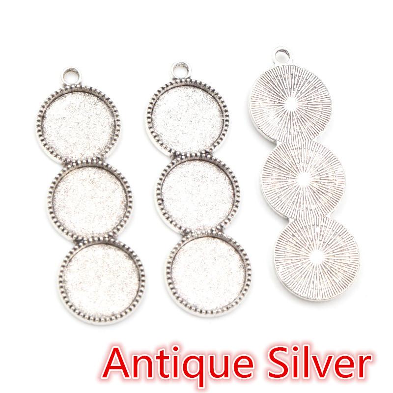 10pcs 12mm Inner Size Three Cameo Cabochon Blank Base Setting Pendant Bezel Trays DIY Necklace Pendant Jewelry Findings