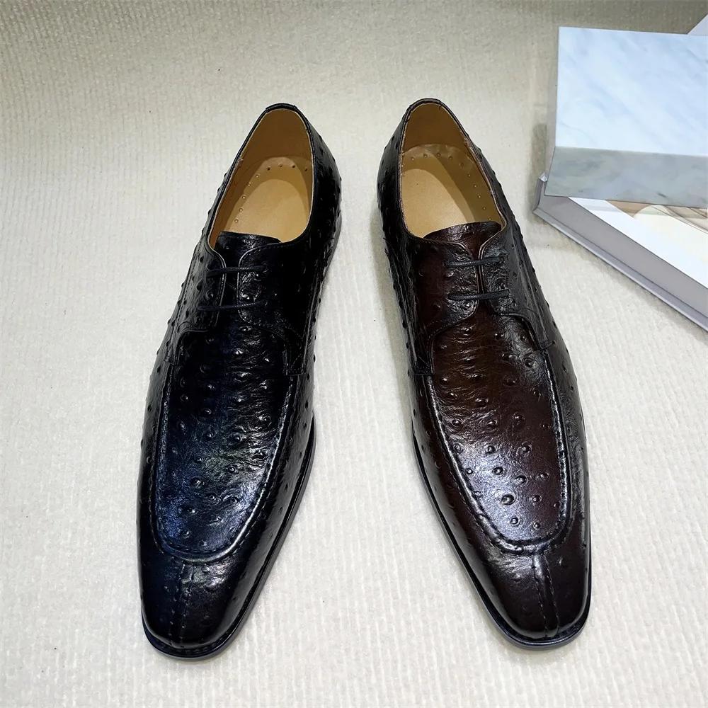 Fashion Men's Genuine Leather Formal Dress Shoes Pointed Toe Lace-Up Office Oxford Business Shoes Black Brown Banquet Footwear
