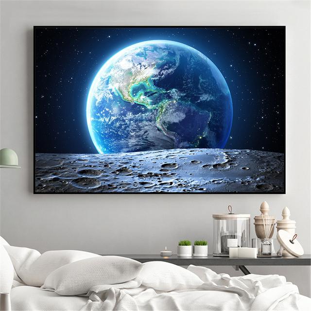 Universe Earth Meteorite Posters and Prins Galaxy Stars Astronaut Planet Hole Space Wall Pictures for Living Room Decoration
