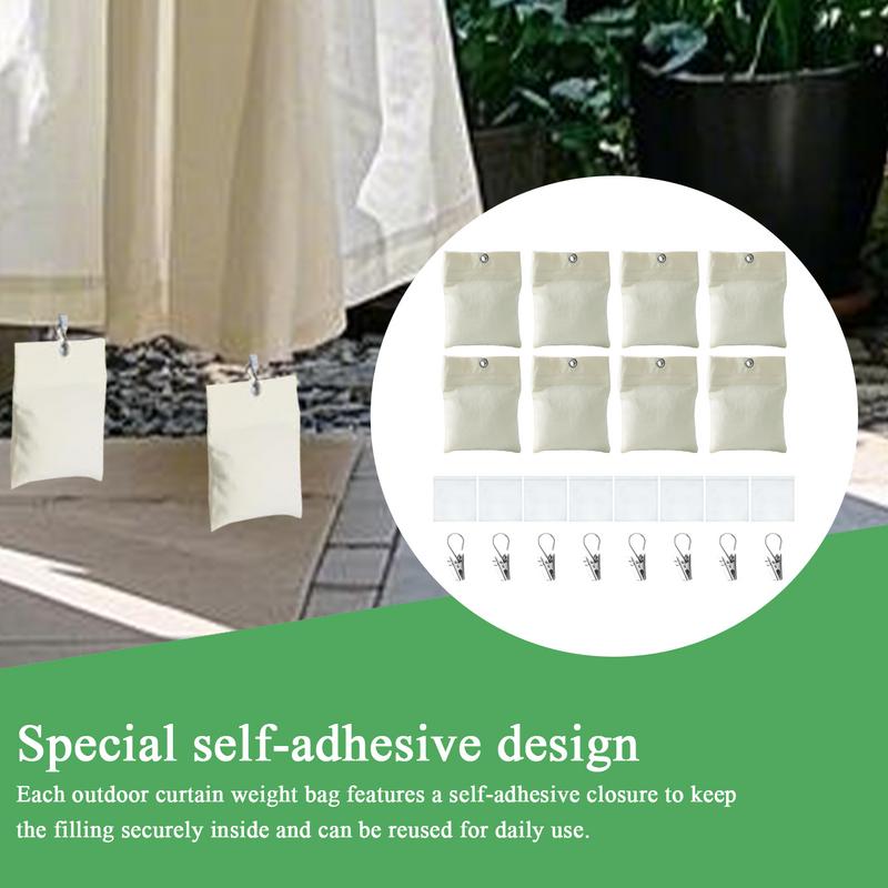 8pcs Outdoor Curtains Windproof Weighted Bags With Clip Balcony Curtains Cloth Weights For Pool Shower Bedroom Patio