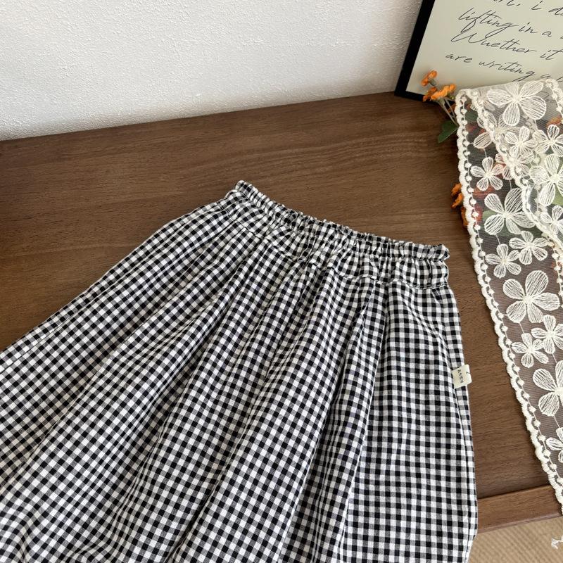 Girls' Summer Clothes Girls' Thin Wide Leg Pants Checkered Pants Mosquito Repellent Pants Children's Summer Pants Children's Clothing