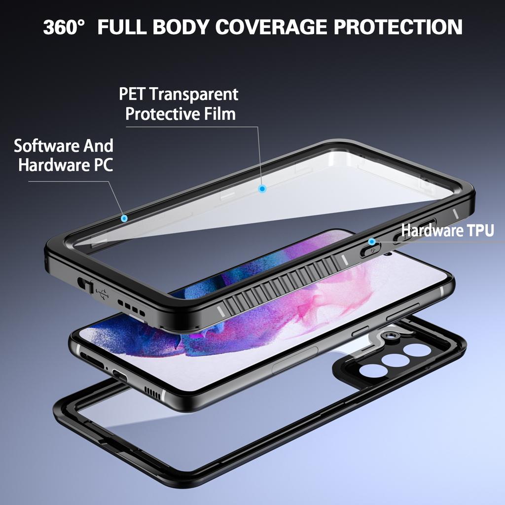 IP68 Waterproof Drop-proof Case For Samsung Galaxy S21 FE 5G FS Series Clear PC +TPU Mobile Phone Cover