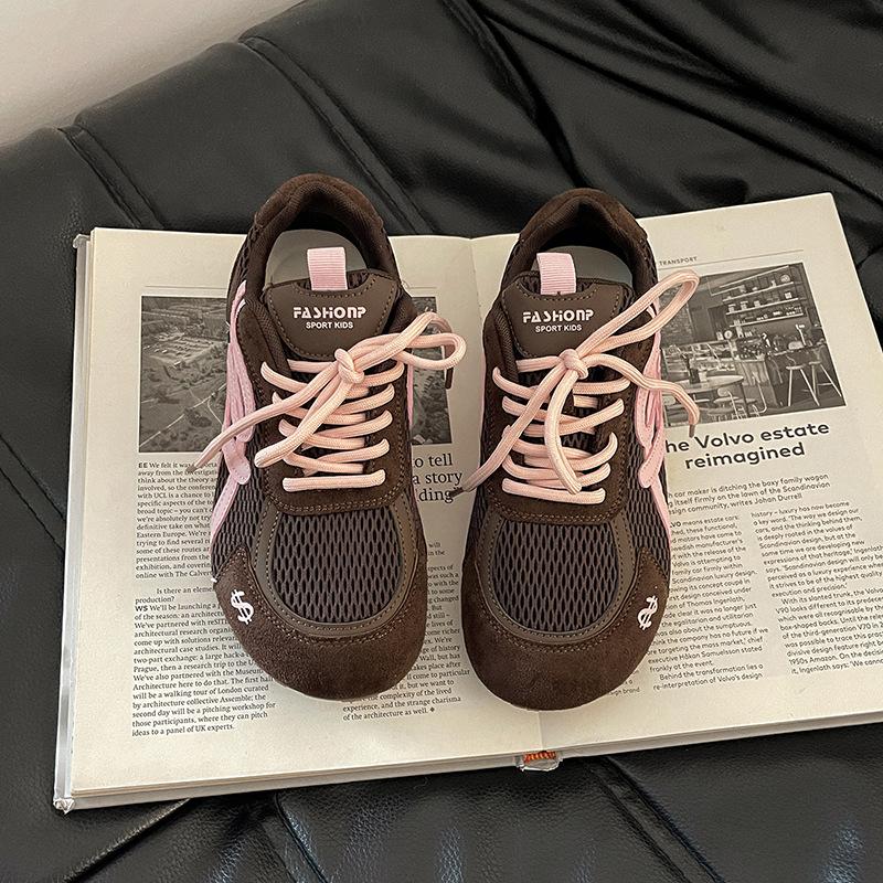 Retro Versatile Splicing Mesh Casual Sports Shoes Women's 2025 Summer New Mesh Breathable and Comfortable German Training Shoes