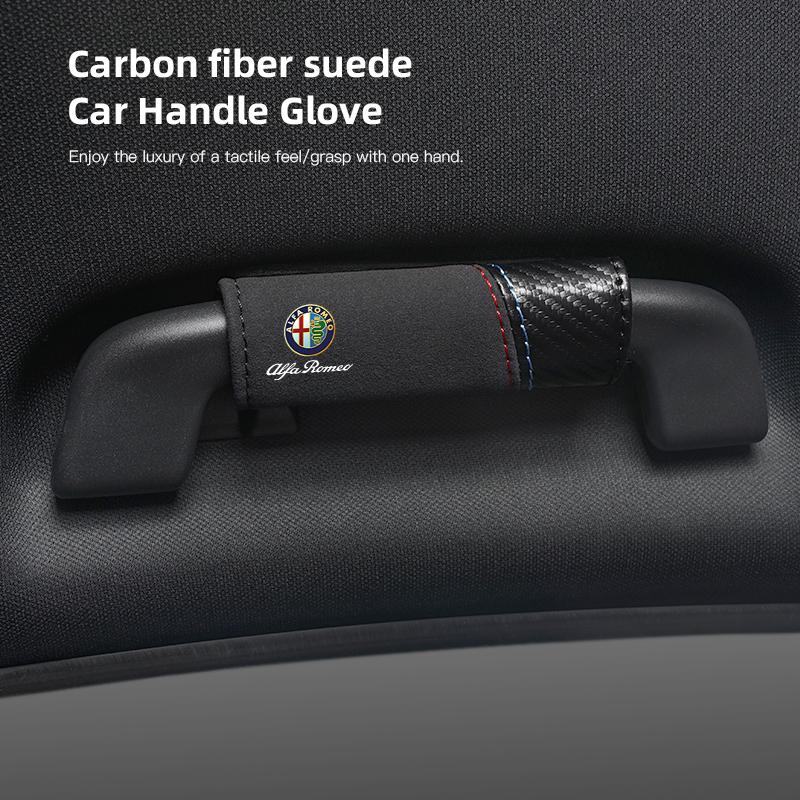 yngc9 For Alfa Romeo 4C 159 166 Spider Giulia Car Door Handle Gloves Handle Protection Cover Leather Handlebar Grip Cover Accessories