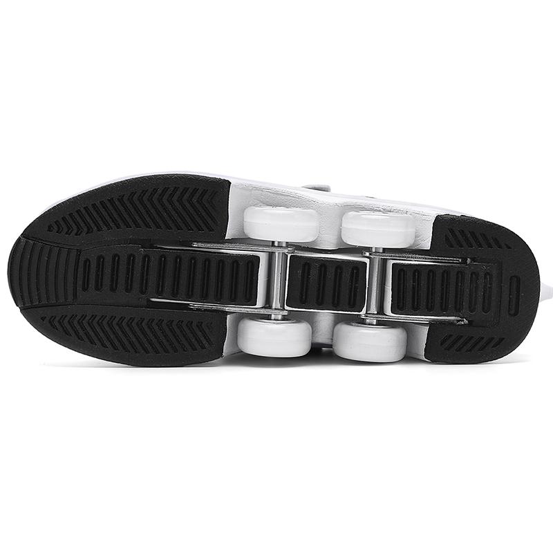 Kids Glowing Sneakers Kids Roller Skates for 6-15 Years Old Four-wheel Deformation Can Walk Can Skate Skates Mens Roller Sneakers