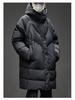Herren Winter Mittellange Kapuzen Daunenjacke - High-End, Dick, Warm, 90% Weiße Entendaunen