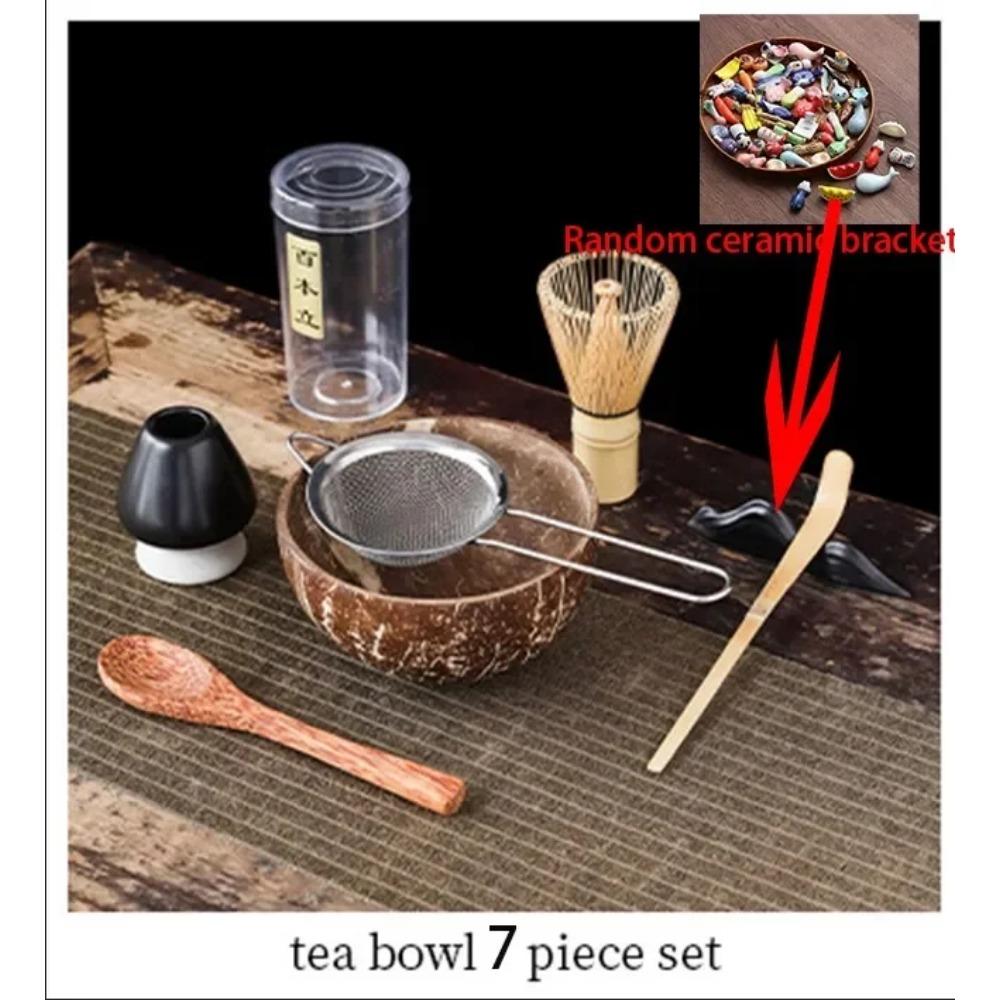 4-7pcs Handmade Home Easy Clean coconut Matcha Tea Set Tool Stand Kit Bowl Whisk ScoopBirthday gift Ceremony Kitchen supplies