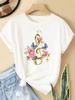 (Asian Size) Flower Floral Trend T Shirt Fashion Women Tee Top Clothing Casual Printed Lady Female Graphic  Short Sleeve T-shirts