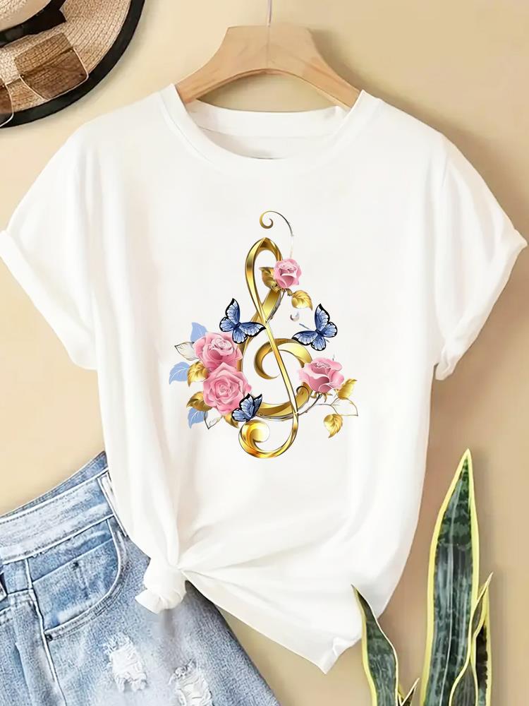 

(Азиатский размер) Футболка Мода Женская Футболка Топ Одежда Повседневная Принтованная Леди Милая Тренд Милая 90-е Женская Графическая Футболка с Коротким Рукавом S