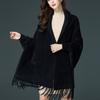 Cashmere Winter Women's Faux Mink Cardigan Black Shoulder Shawl