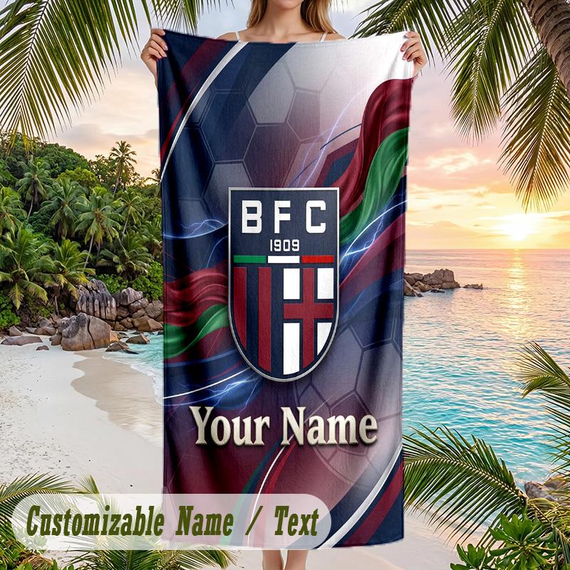 Beach Towel Bologna FC Print Custom Name Text Soft Towel for Swimming Pool